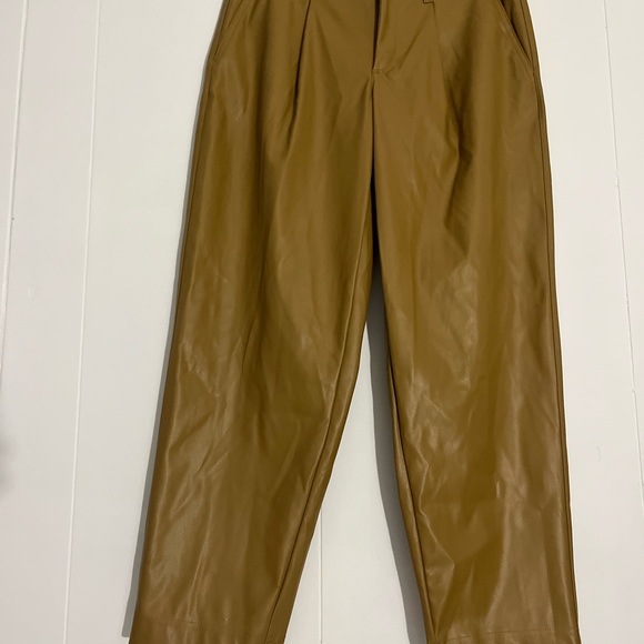 A New Day Brown Pleather Trousers Pants Faux Leather New Tags Size 6 - Picture 10 of 16
